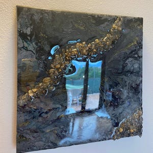 Quadro astratto con quarzo rutilato
