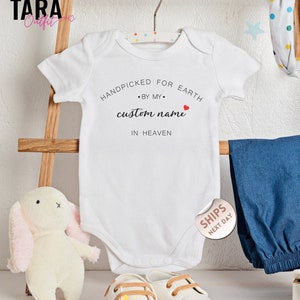 Handpicked For Earth Custom Sweater, Grandma/Grandpa In Heaven Bodysuit , Personalized Announcement Baby Romper , 2000085