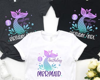 Mermaid Theme Birthday Shirt, Mermaid Sweater, Matching Family Birthday Shirts, Birthday Girl Matching Tees, Sea Shirts, 100714