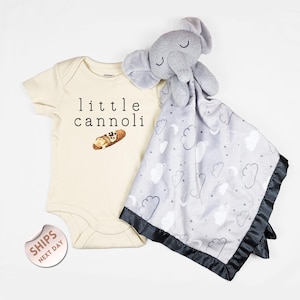 Little Cannoli Baby Bodysuit and blanket, Italian Food Bodysuit, Foodie Gifts, Newborn for Girls Boys, Baby Shower Gift, 2000642