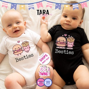Cute Twin Baby Onesies Set , Cute Best Friend Twin Baby Onesies , 2000161