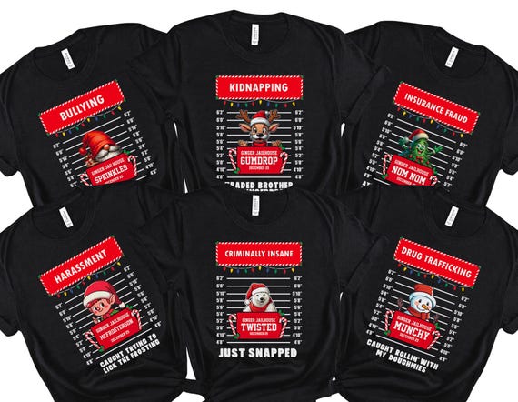 Funny Inmate Christmas Party Tees, Family Christmas Shirt, Group Matching Christmas outfits, funny christmas matching shirts, 400112