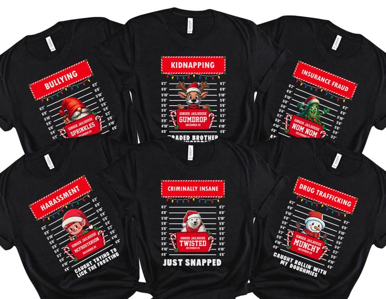 Funny Inmate Christmas Party Tees, Family Christmas Shirt, Group Matching Christmas outfits, funny christmas matching shirts, 400112