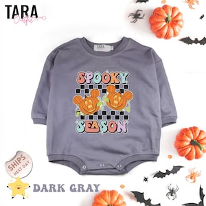 Spooky Season Baby Bodysuit, Pumpkin Mickey and Minnie Bodysuit, Fall Shirt, Spooky Halloween Romper, baby shower gift, 2000452