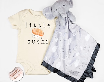 Little Sushi Baby Bodysuit and blanket, Cute Sushi Romper for Baby, Sushi Newborn Outfits, Baby Shower Gift, Japanese Food, 2000654