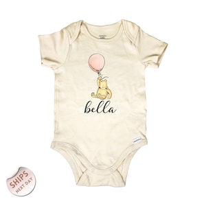 Personalized Name Pooh Bear Baby Bodysuit, Baby Shower Gift for Newborn, Custom Baby Gift Kids Shirt, Custom Baby Romper, 2000517