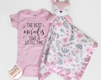 The Best Miracles Take a Little Time Baby Bodysuit and blanket, Baby Shower Gift, IVF Newborn Gift, IVF Baby Bodysuit, 2000707