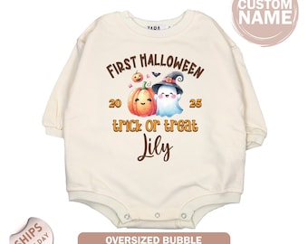 Personalised First Halloween Baby Onesie®, Cute Pumpkin Baby Bodysuit, Unisex Halloween Outfit, Spooky Outfit, Baby Shower Gift, 2000981