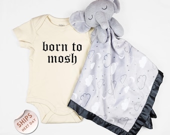 born to mosh Baby Bodysuit and blanket, baby gift, pregnancy announcement, newborn gift, Baby Shower Gift, 2000703