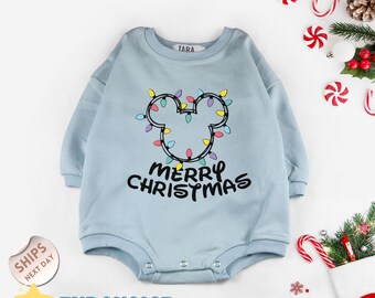 Mickey Lights Baby Bodysuit, Disney Christmas Light Romper, Christmas Sweater, Merry Christmas Baby Romper, Baby Shower Gift , 2000321