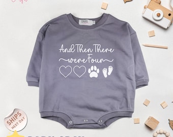 And Then There Were Four Baby Bodysuit , Pet Cat Dog Custom Sweater, Baby Announcement , New Baby Reveal , Baby Shower Gift , 2000304