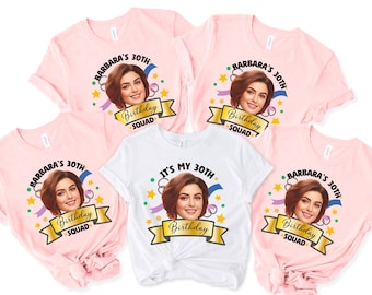 Camiseta personalizada con foto y nombre para cumpleaños, camiseta personalizada con foto para fiesta de cumpleaños, camiseta a juego para 50.º cumpleaños, 30.º cumpleaños, camiseta de fiesta, 400249