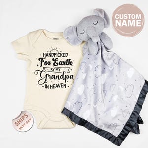 Handpicked For Earth By My Custom Name In Heaven Baby Bodysuit and blanket, Custom Baby, Baby Shower Gift, Guardian Angel, 2001100