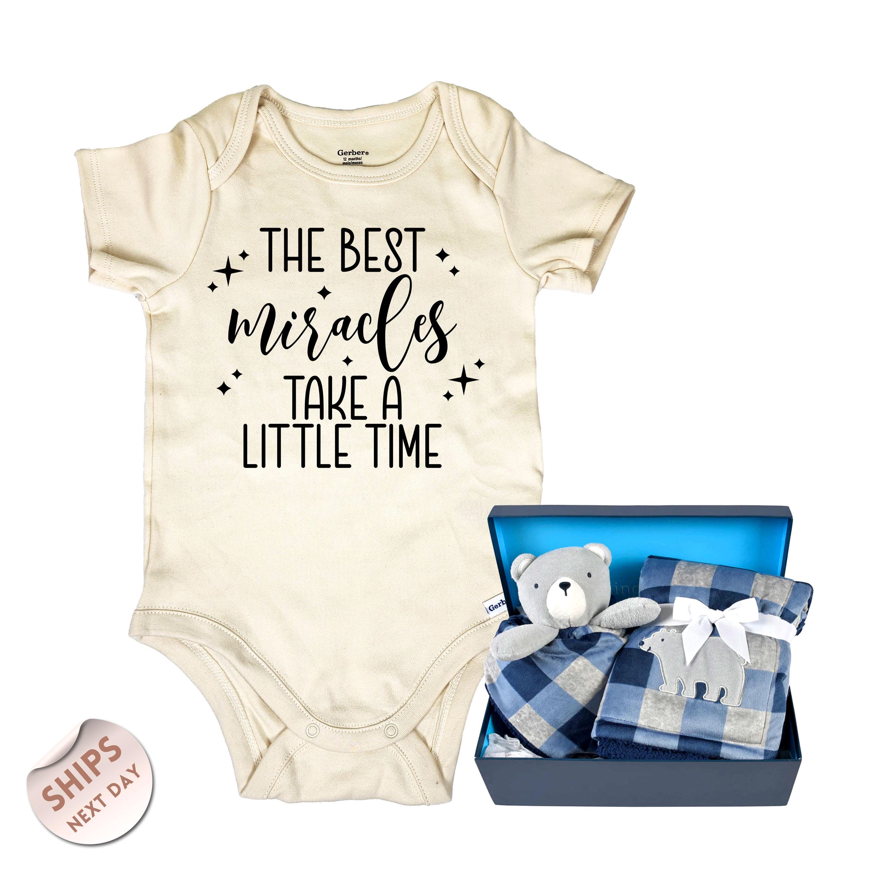 The Best Miracles Take a Little Time Baby Bodysuit and Blanket