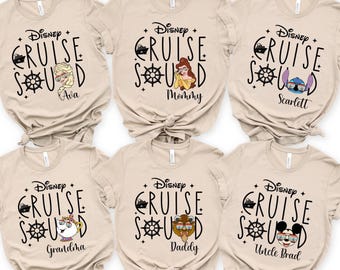 Disney Cruise Squad 2026 Shirt, 2026 Disney Character Cruise Family Matching Shirts, Adults Disney Cruise with Custom Names Shirts, 100906