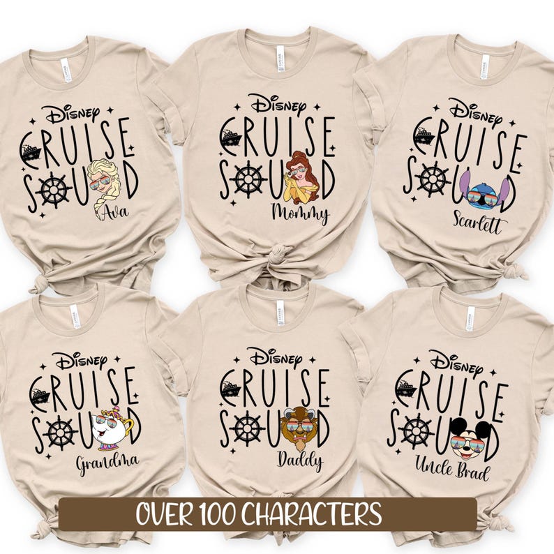 Disney Cruise Squad 2025 Shirt, 2025 Disney Character Cruise Family Matching Shirts, Adults Disney Cruise with Custom Names Shirts