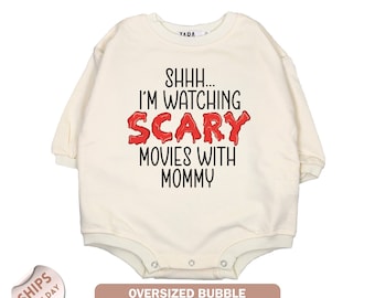 Shhh... I'm Watching Scary Movies with MOMMY, Movies Baby Bodysuit Cute Baby Clothes, Baby Shower Gift, Baby Gift, 2000254