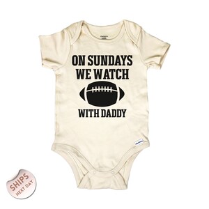 On Sundays We Watch football with Daddy Onesie®, Fall Baby Clothes, Football Season, Oversized Baby Romper, Baby Shower Gift, 2000059