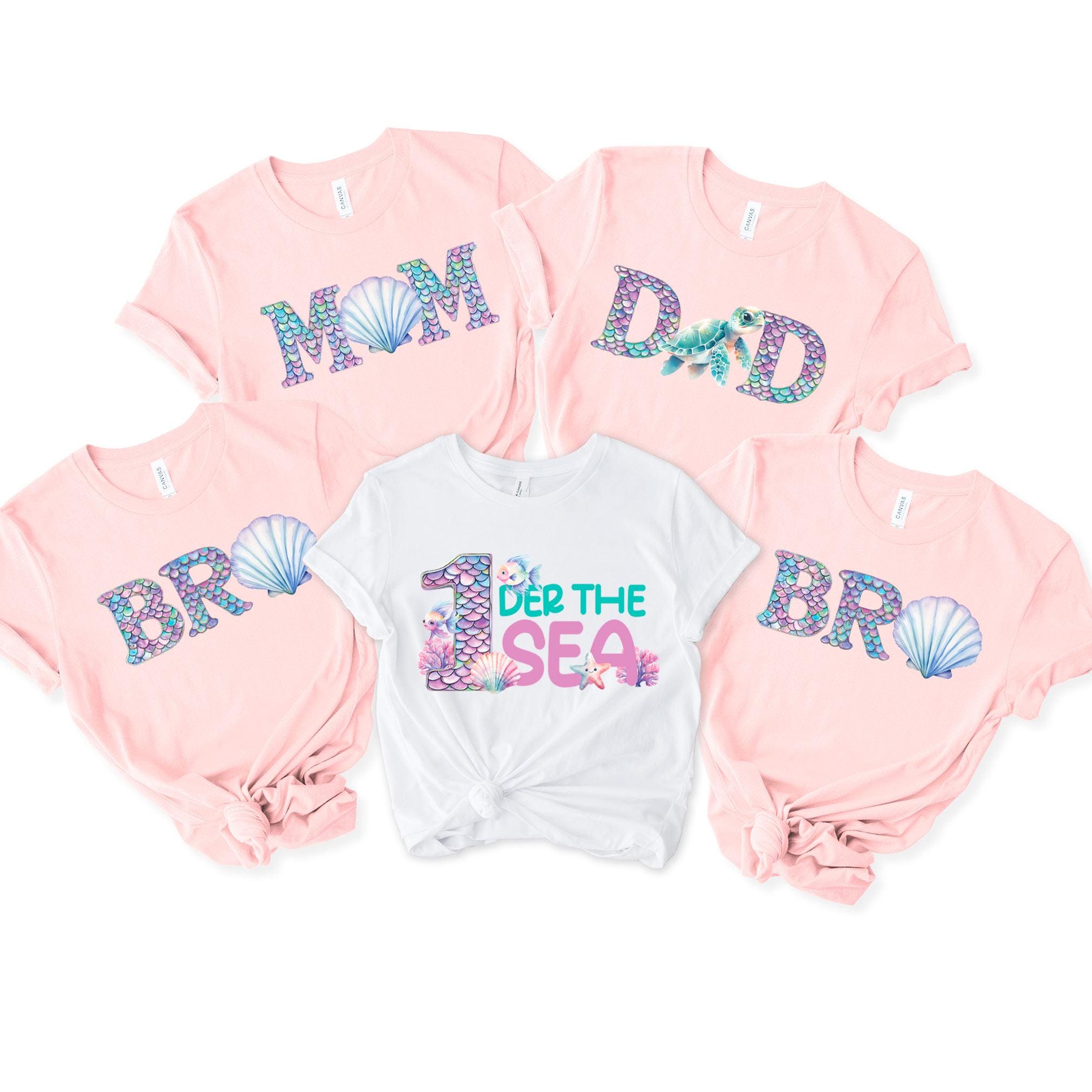 Mermaid Birthday Family shirts, Oneder the sea Birthday Family Matching shirts, First birthday Matching shirt, 1st Birthday Party, 400199