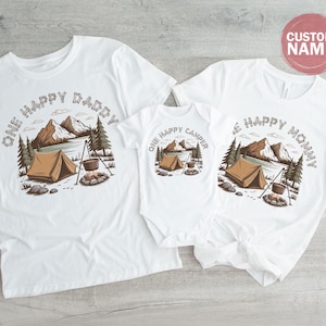One happy Camper, camping 1st birthday shirt, camping first birthday, camping theme, one happy camper matching family tees, 100985