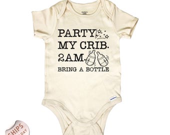 Party At My Crib Bodysuit, Funny Party Baby Bodysuit, Funny Unisex Baby Gift, Baby Shower Gift , 2000430