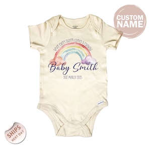Personalised Rainbow Baby announcement Onesie®, Pregnancy Reveal, baby sleepsuit, IVF, miscarriage, Baby Shower Gift, 2001112
