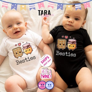 Cute Twin Baby Onesies Set , Cute Best Friend Twin Baby Onesies , 2000161