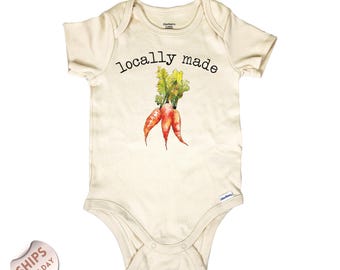 Locally Made Baby Bodysuit, Vegan Baby Shirt, Cute baby clothes, Farmers Market Baby Bodysuit, Baby Shower Gift, 2000867