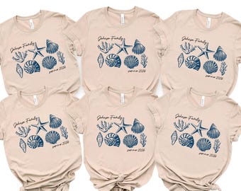 Family Beach Vacation Matching Shirt, Beach Shirts, Custom Family Summer Seashells Tee, Matching Family Vacation Shirts, 400339