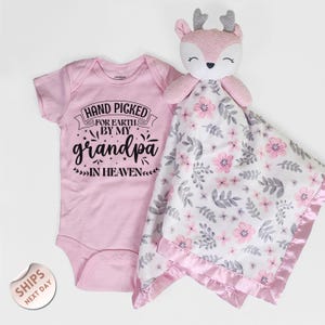 Handpicked For Earth By My Custom Name In Heaven Baby Onesie®and Blanket, Custom Baby, Baby Shower Gift, Guardian Angel, 2001082
