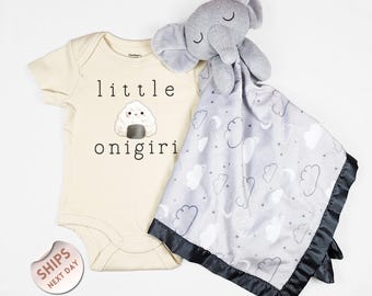 Little Onigiri Baby Bodysuit and blanket, Baby Announcement, Baby Shower Gift, Newborn Clothes, Cute Onigiri Romper, Japanese Food, 2000653