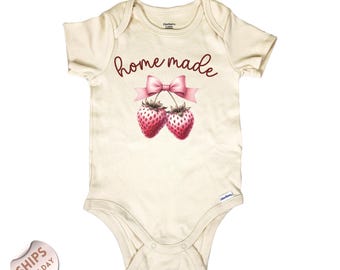 Home Made Baby Bodysuit, farmer Baby Bodysuit, Little farmer newborn bodysuit, baby strawberry newborn Shirt, Baby Shower Gift, 2000858