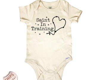 Saint In Training Infant Bodysuit, Catholic baby bodysuit, Baptism Gift for Baby, Christian Baptism Baby Bodysuit, Baby Shower Gift, 2000865