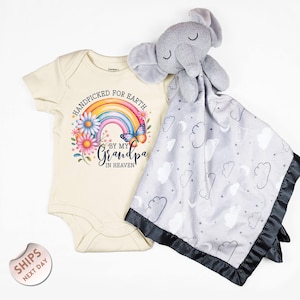 Handpicked For Earth By My Custom Name In Heaven Baby Onesie®and Blanket, Custom Baby, Baby Shower Gift, Guardian Angel, 2001098