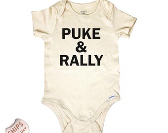 Puke & Rally Baby Bodysuit, Baby Shower Gift, Unisex Sweater, Funny Baby Bodysuit, cute Baby Romper, 2000420