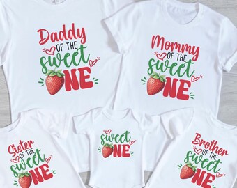 Sweet One Strawberry Family Matching Birthday Shirt, Birthday Girl Shirts, 1'st Birthday Party Shirts, Berry 1st Birthday, 100913