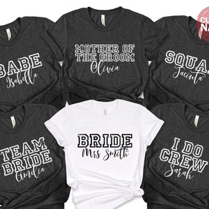 Personalised Bachelorette Hen Party T-shirts, Custom Name Bridal Party Shirts, Personalised Matching Tribe Bachelorette Shirt, 100959