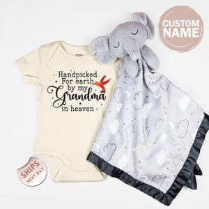 Handpicked For Earth By My Custom Name In Heaven Baby Bodysuit and blanket, Custom Baby, Baby Shower Gift, Guardian Angel, 2001099