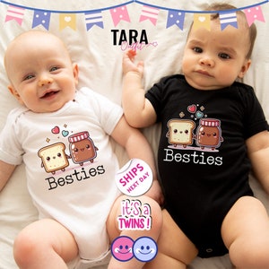 Cute Twin Baby Onesies Set , Cute Best Friend Twin Baby Onesies , 2000161