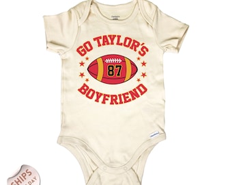 Go Taylors Boyfriend Romper, Game Day Bodysuit, Funny Football Romper, Cute Football Bodysuit, Baby Shower Gift, 2000057