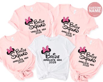 Personalised Disney Hen Party T-shirts, Custom Name Bridal Party Shirts, Personalised Matching Bachelorette Shirt, 100961