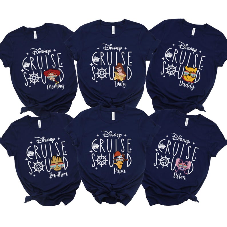 Disney Cruise Squad 2025 Shirt, 2025 Disney Character Cruise Family Matching Shirts, Adults Disney Cruise with Custom Names Shirts, 100906