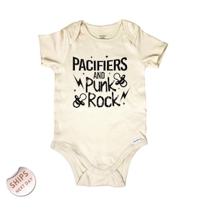 Pacifiers and Punk Rock Baby Bodysuit, Punk Rock Infant Bodysuit, Punk Baby, Emo Baby Bodysuit, Baby Shower Gift, 2000866