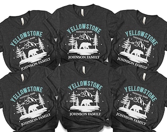 Yellowstone National Park Family Matching shirt, Mountains Bear family shirts, Family trip custom shirt, custom Yellowstone tees, 400313
