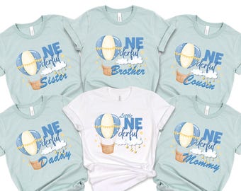 Balloon Matching Birthday Shirts, Onderful Birthday shirt, First Birthday Matching shirts, 1st Birthday Party, Birthday boy tees, 400201
