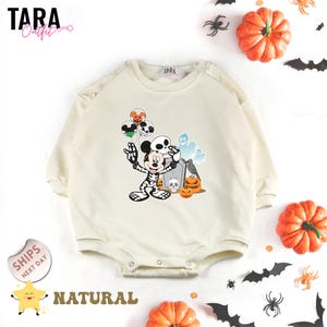 Mickey And Friend Skeleton Baby Bodysuit, Halloween Disney Skeleton Bodysuit, Halloween baby girl or boy outfit , Baby Shower Gift, 2000448