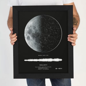 Custom Star Map with Spotify Code, Personalized Night Sky Print by Date & Location, Anniversary Gift for Couples, the Night We Said I Do