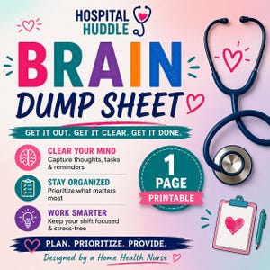 Nurse Brain Dump Sheet | Nursing Task Organizer & Prioritization Worksheet (PDF Download)