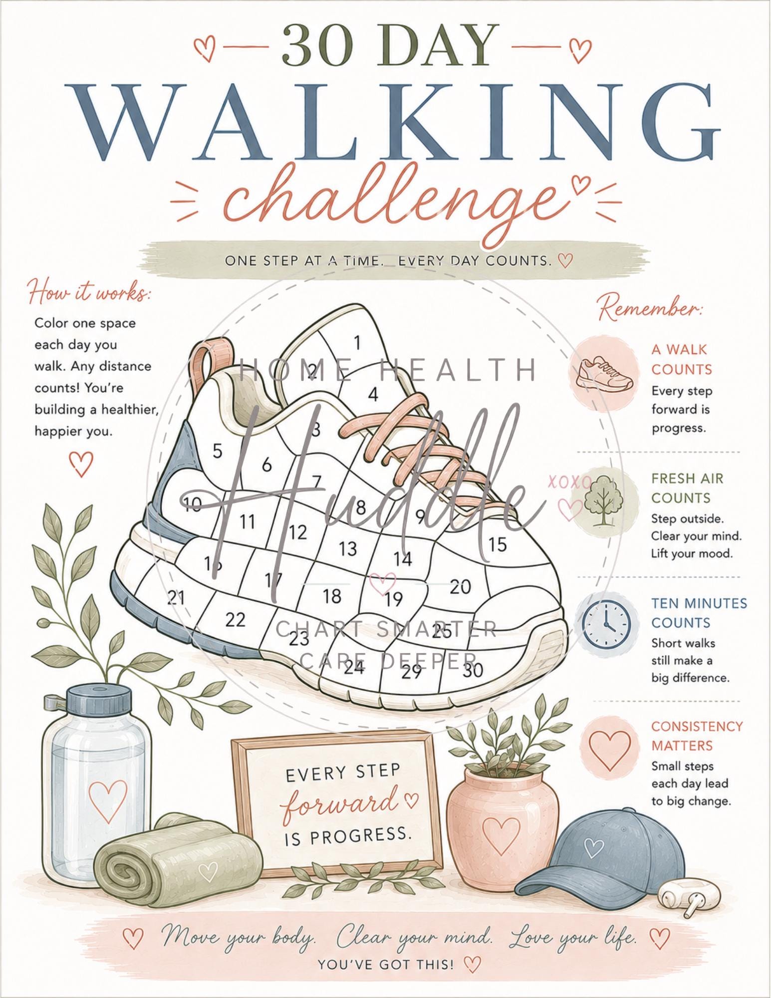 30 Day Walking Challenge Printable | Fitness Motivation Tracker ...