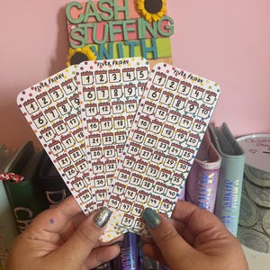 Fiver Friday 節約チャレンジ トラッカー | ラミネート加工のキャッシュウォレットインサート